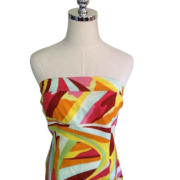 ABS by Allen Schwartz Multicolor Cotton Backless Mini Dress Women's 10 Lined - Picture 2 of 6